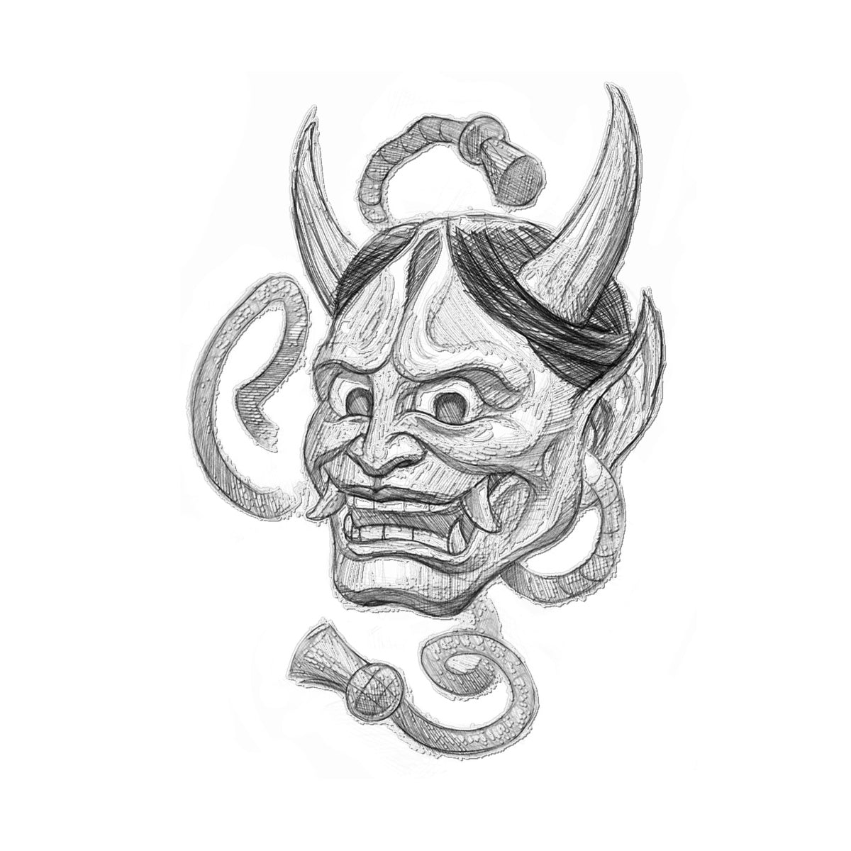 Hannya Sketch (Black) Temporary Tattoo - Tattoo Product