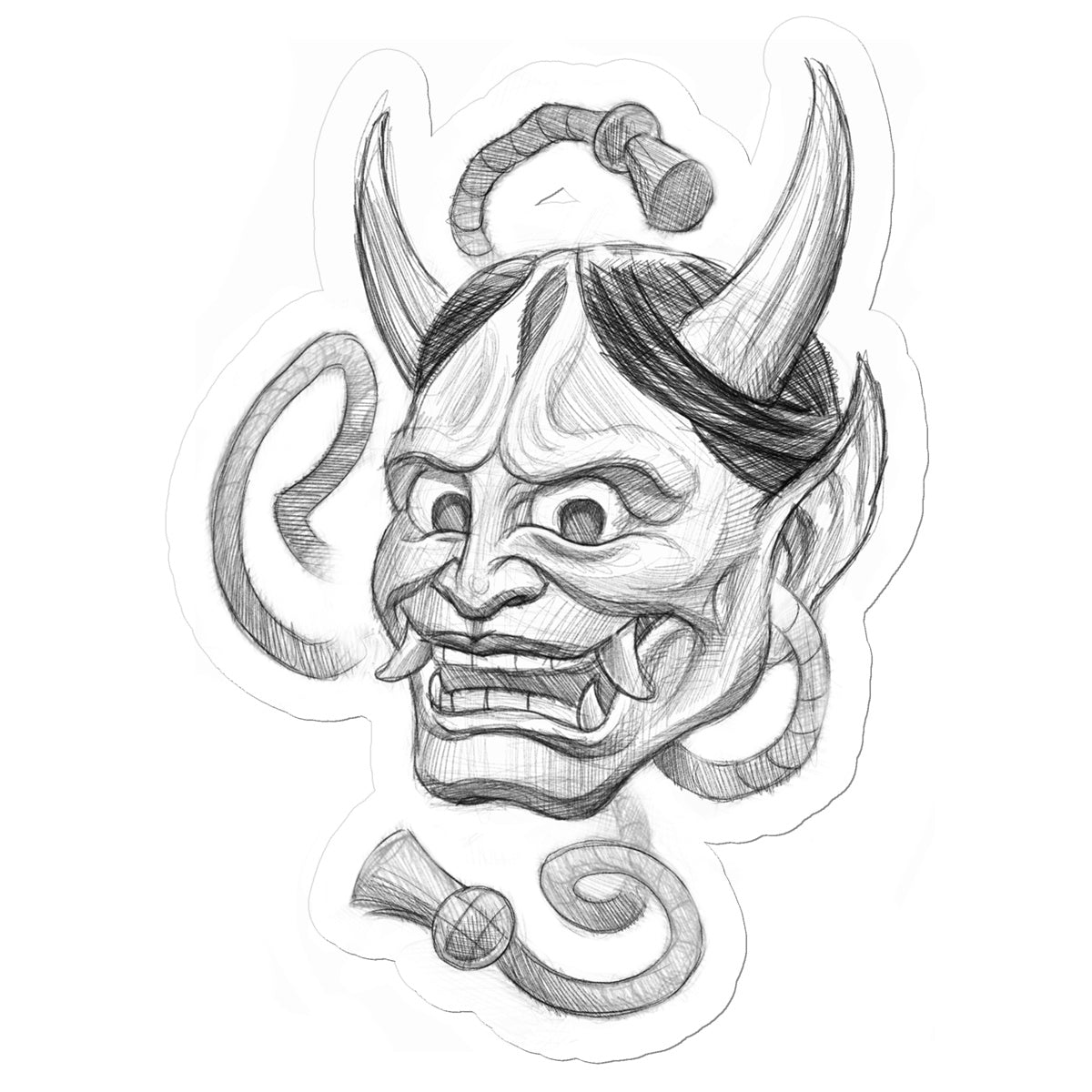 Hannya Sketch (Black) Sticker