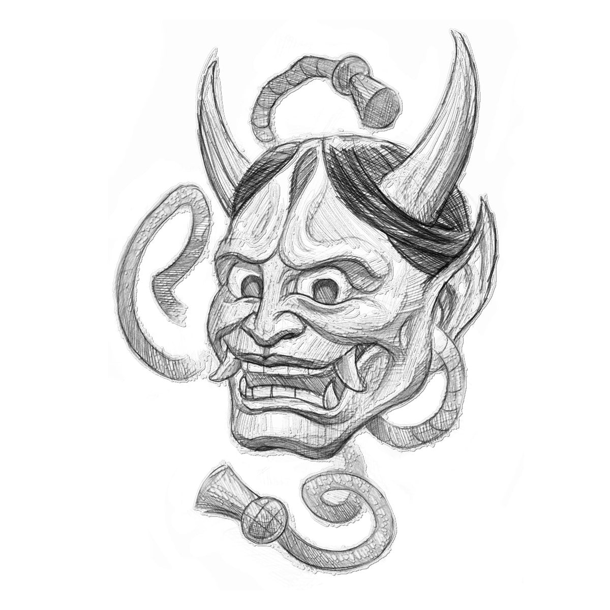 Hannya Sketch (Black) Temporary Tattoo - Tattoo Product
