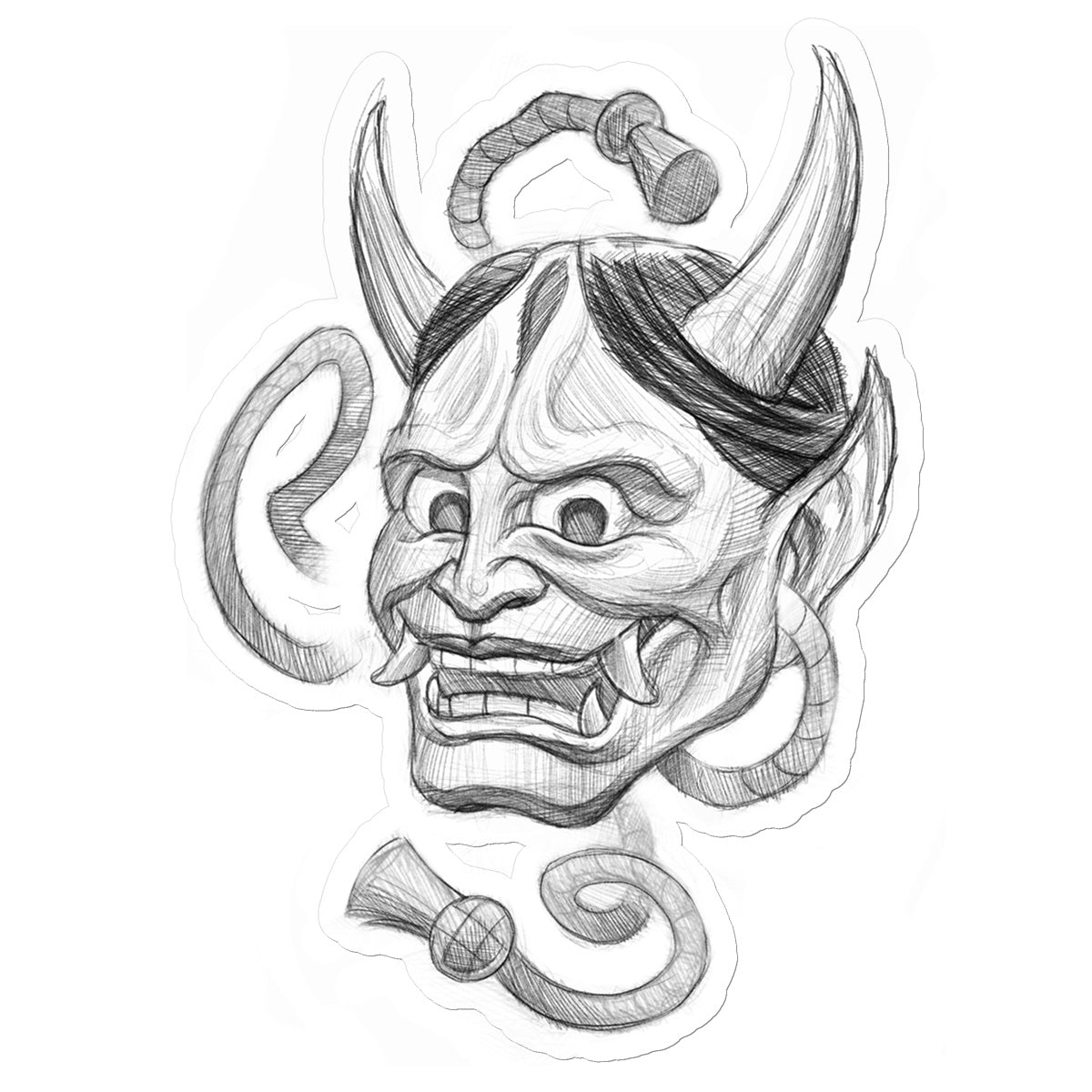 Hannya Sketch (Black) Sticker